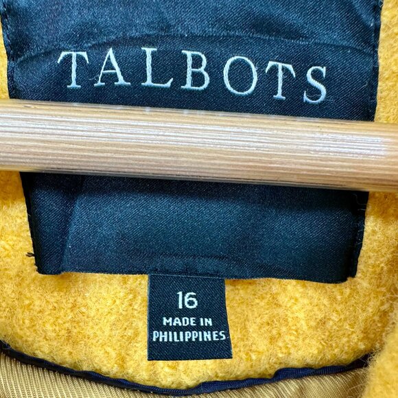 Talbots Mustard Yellow Wool Coat Size 16 - Double Breasted Blazer Coat - Picture 3 of 12
